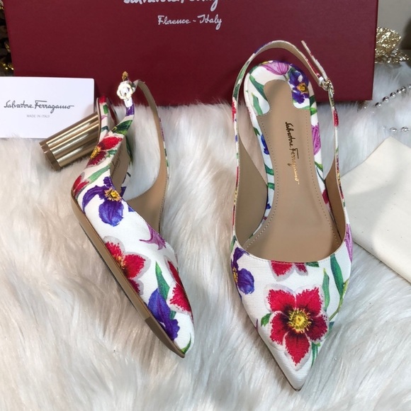 Salvatore Ferragamo Shoes - Salvatore Ferragamo Floral Slingbacks 8B